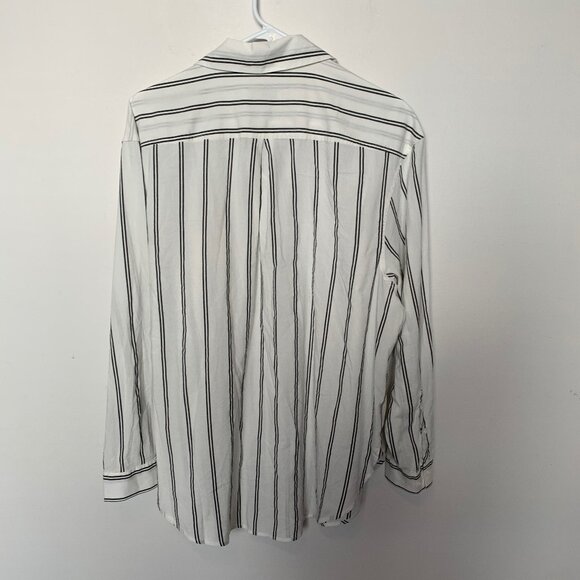 AVA & VIV WHITE BUTTON DOWN SHIRT WITH BLACK STRIPES NWT - Picture 4 of 6